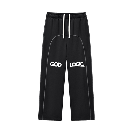 GodLogic-Stitched Boxy Fleece Zip Sweat Pants! [2 Piece]